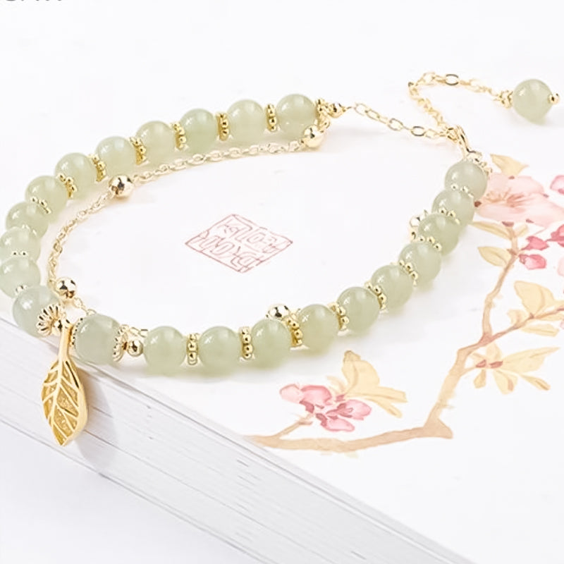 Hjemix | Hetian Jade Armbånd med Blad