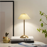 Hjemix | Moderne skandinavisk oppladbar jernstoff cone plisserte LED bordlampe for nattbord