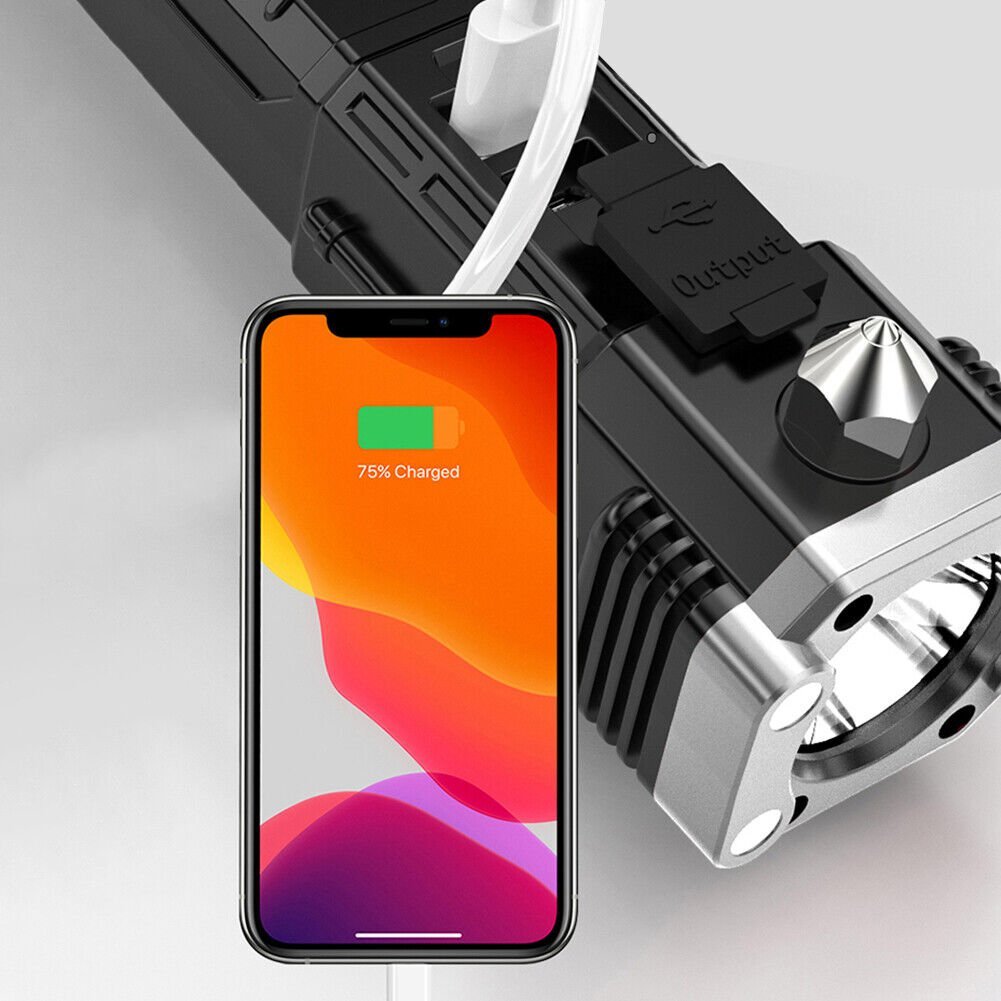 Hjemix | Super Bright Rechargeable LED Håndholdt Lommelykt Portabel Søkelys 4 Modus Ny