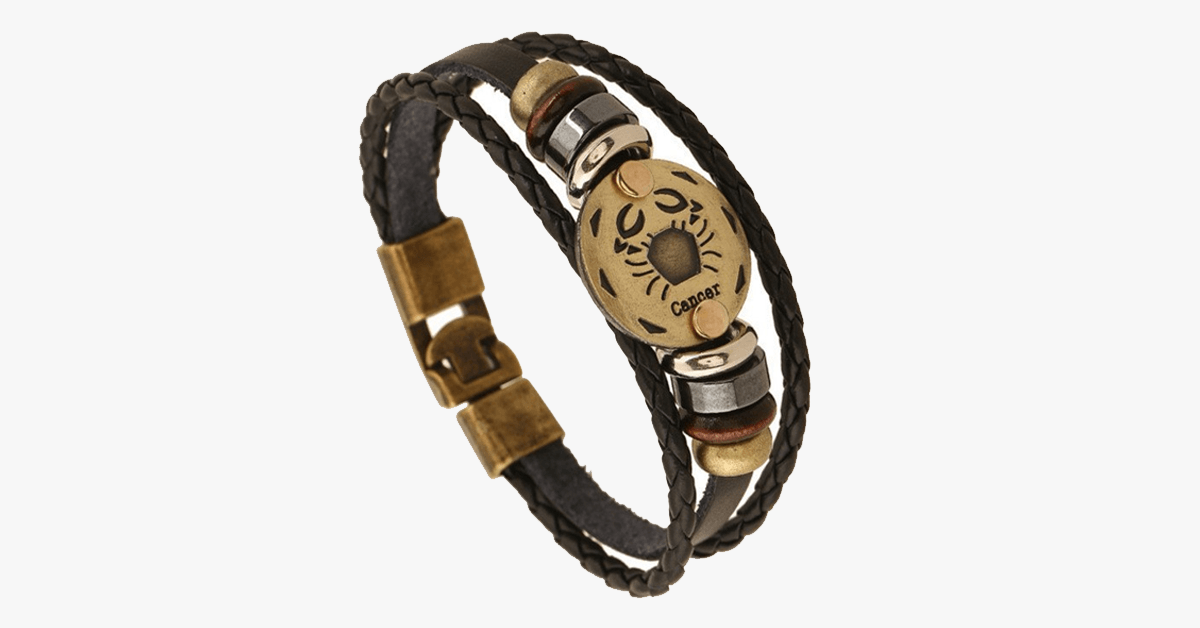 Hjemix | Zodiac Armbånd - Gallstone Lær Armbånd - Tilgjengelig for alle stjernetegn