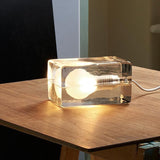 Hjemix | BrightCube – Minimalistisk Bordlampe med Transparent Glasskubbe