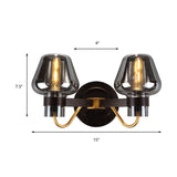 Hjemix | 2-Lyskilde Veggbelysning med Sopplampe Røyk Glass Moderne Soverom Vegglampe Belysningsinnretning