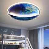 Hjemix | Modern Art Deco Planet Earth Rund Silikon Jern LED Taklampe For Stue