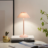 Hjemix | Moderne skandinavisk oppladbar jernstoff cone plisserte LED bordlampe for nattbord
