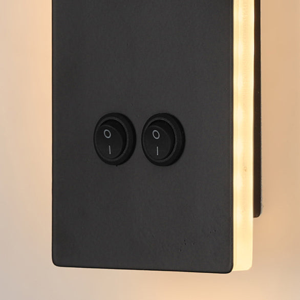 Hjemix | Moderne Minimalistisk Rektangulær Rund Jern Aluminium LED Vegglampe For Soverom