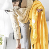 Hjemix | Strikket Ullteppe med Frynser - NordicCozy