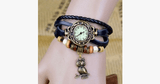 Hjemix | Ugle Vintage Wrap Klokke med Boho-Chic Stil Armbånd - Vevd mansjett-stil armbåndsur for et funky utseende!