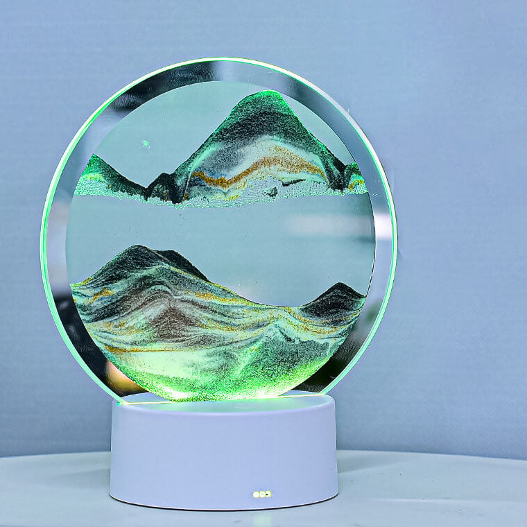 Hjemix | Kreativ Rund Timeglass Quicksand 3D LED Nattlampe Bordlampe