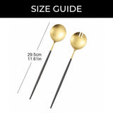 Hjemix | Svart og gull salatbestikk og serveringsredskapssett