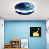 Hjemix | Modern Art Deco Planet Earth Rund Silikon Jern LED Taklampe For Stue
