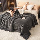 Hjemix | Solid tykk dobbelsidig fløyels kube teppe