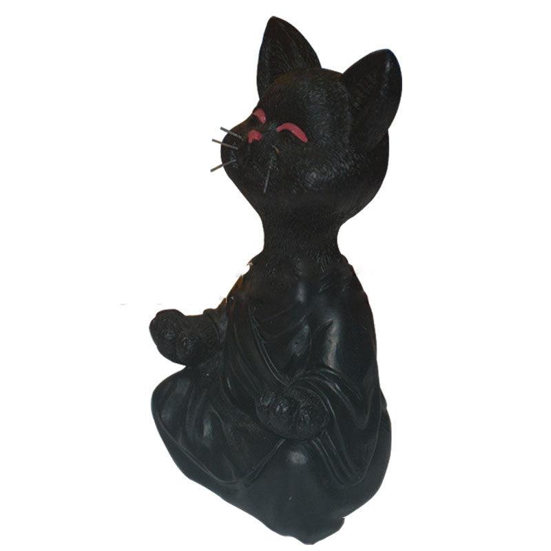 Hjemix | Lekker svart Buddha katt figur meditasjon yoga samleobjekt glad katt dekor hjem hagedekorasjon hageornament