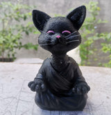 Hjemix | Lekker svart Buddha katt figur meditasjon yoga samleobjekt glad katt dekor hjem hagedekorasjon hageornament