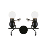 Hjemix | Svart/Hvit/Rød Barnslig Veggmontert Lampe Barn 2 Hoder Metall Vegglys med Svingarm