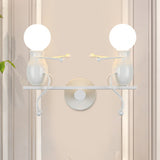 Hjemix | Svart/Hvit/Rød Barnslig Veggmontert Lampe Barn 2 Hoder Metall Vegglys med Svingarm