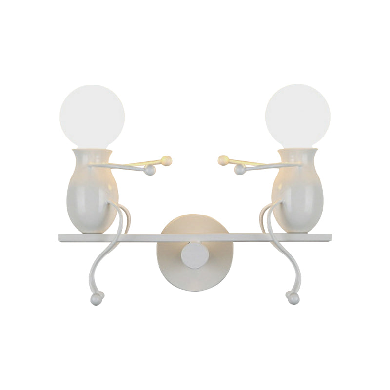 Hjemix | Svart/Hvit/Rød Barnslig Veggmontert Lampe Barn 2 Hoder Metall Vegglys med Svingarm