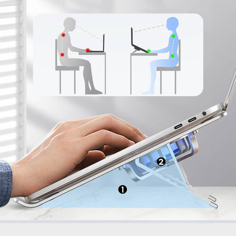 Hjemix | Laptop Høydejusterbar Holder med Kjøleventilator