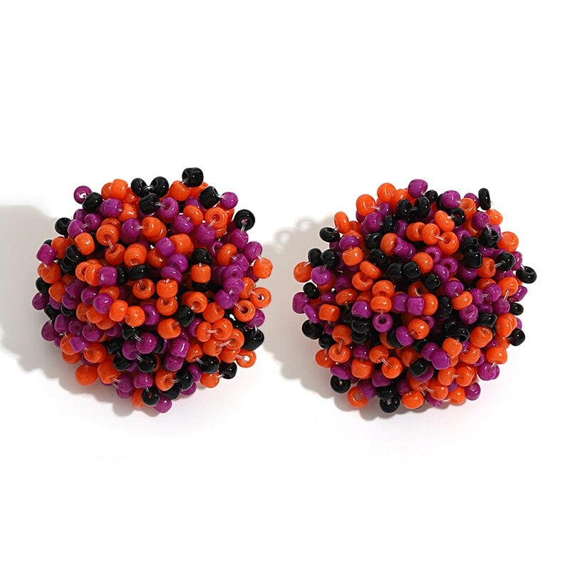 Hjemix | Lys og morsom håndlaget multicolor perle pompom stud øredobber