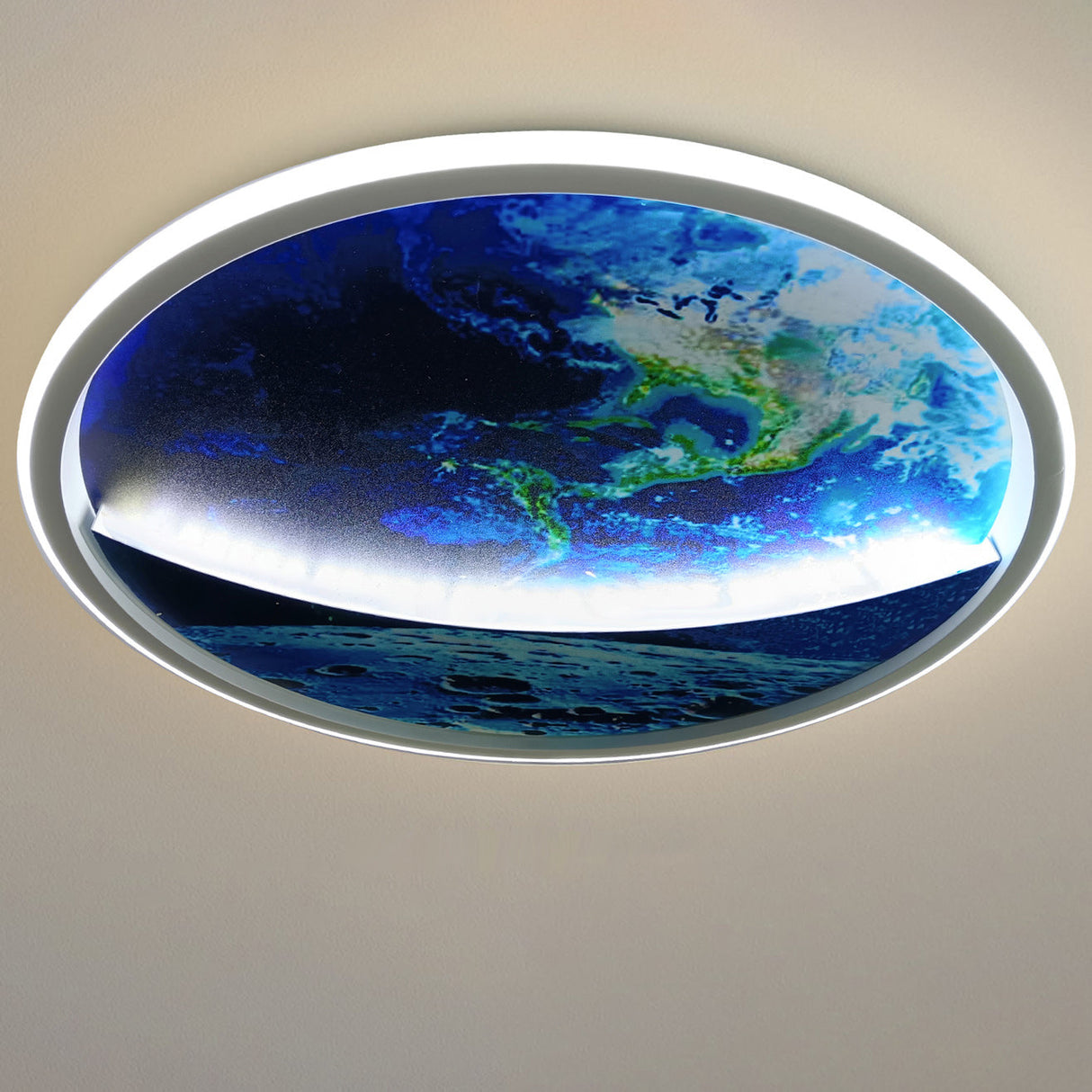 Hjemix | Modern Art Deco Planet Earth Rund Silikon Jern LED Taklampe For Stue