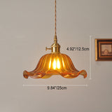 Hjemix | Moderne Art Deco Solsikke Lotusblad Glasskjerm Messing 1-Lys Pendellampe for Stue