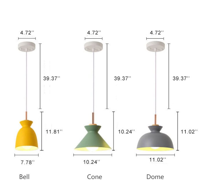 Hjemix | AuroraLite Nordic Pendant Lamp | Metal Design | 1-Light | Modern Color Options