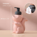 Hjemix | Keramisk Såpedispenser, Ekorre Skum Pumpe Baderomsflaske, Dyre Design, Påfyllbar Gjenbrukbar Lotion Pumpe for Bad Kjøkken, 510ml/17.2oz