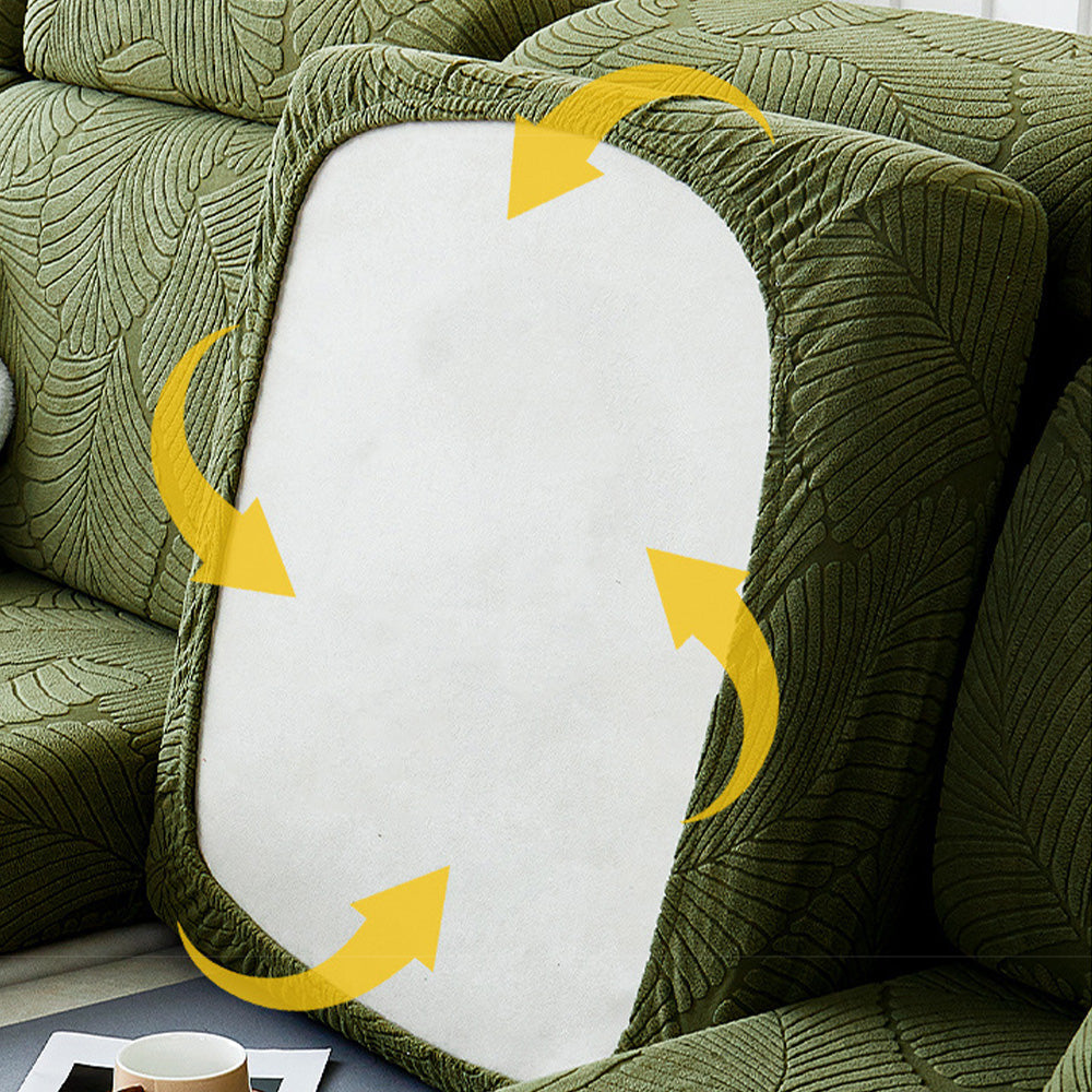 Hjemix | Moderne Blader Jacquard Vanntett Anti-Ripe Stretch Full Dekke Sofa Dekke
