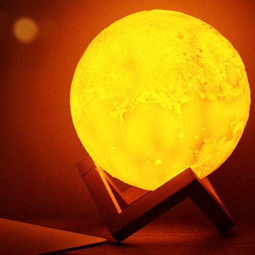 Hjemix | Kreativ Mini Oppladbar 3D Utskrevet Måne 1-Lys LED Bordlampe