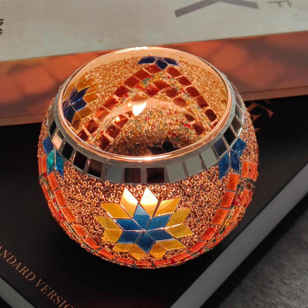 Hjemix | Europeisk Retro Glass Mosaic Tealight Holder