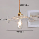 Hjemix | Moderne Art Deco Solsikke Lotusblad Glasskjerm Messing 1-Lys Pendellampe for Stue