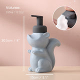 Hjemix | Keramisk Såpedispenser, Ekorre Skum Pumpe Baderomsflaske, Dyre Design, Påfyllbar Gjenbrukbar Lotion Pumpe for Bad Kjøkken, 510ml/17.2oz