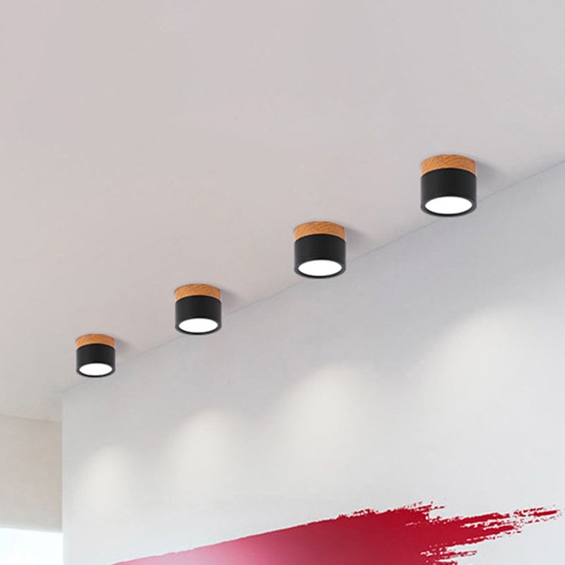 Hjemix | Moderne Macaron Taklampe – Kompakt Metall/Tre Innfelt Belysning for Kjøkken og Bar i Gul, Blå og Svart