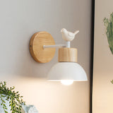 Hjemix | NordicDome - Metall og Tre Vegglampe med Fugl til Barnerommet