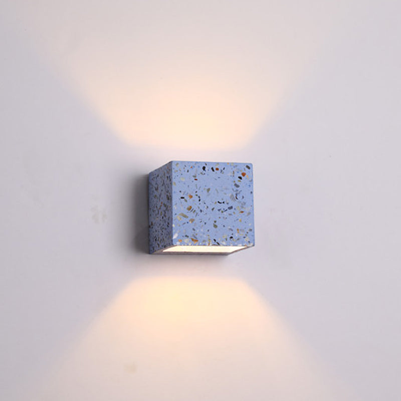 Hjemix | Nordic Style Kubisk Opp Ned Vegglampe Terrazzo 1 Lampe Hotell Veggmontert Lys i Rød/Hvit/Blå