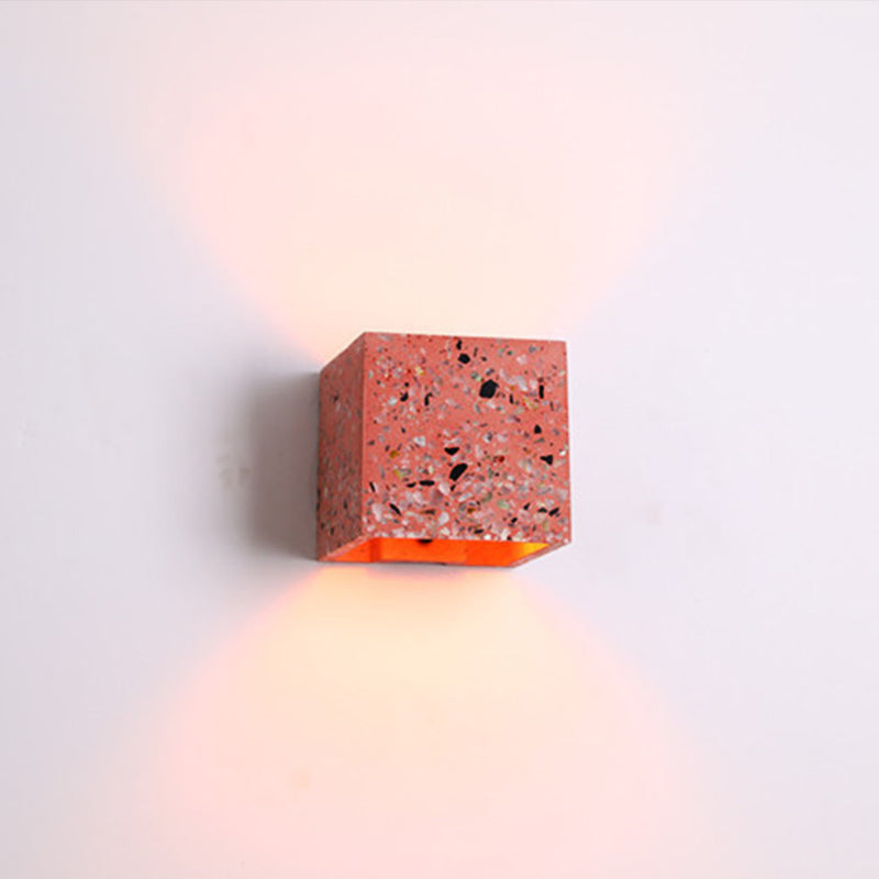Hjemix | Nordic Style Kubisk Opp Ned Vegglampe Terrazzo 1 Lampe Hotell Veggmontert Lys i Rød/Hvit/Blå