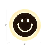 Hjemix | Tynn Rund LED Vegglampe Sett Tegneserie Akryl Hvit Smiley Vegglampe i Varme/Hvite Lys for Soverom