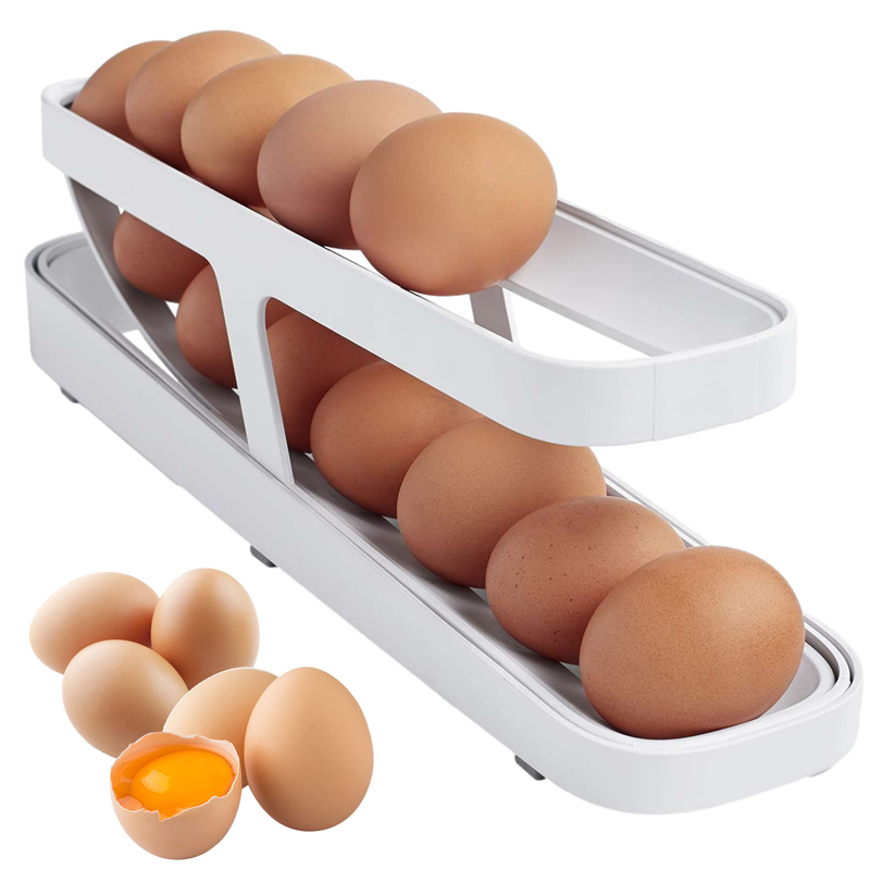 Hjemix | Automatisk Rullende Egg Holder Oppbevaringsboks