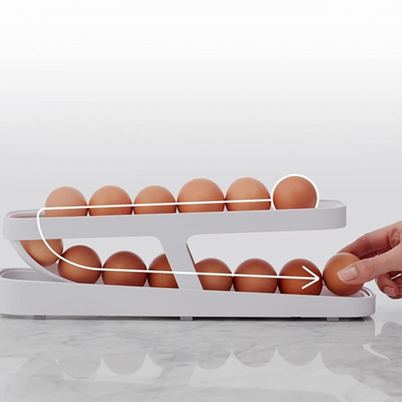 Hjemix | Automatisk Rullende Egg Holder Oppbevaringsboks