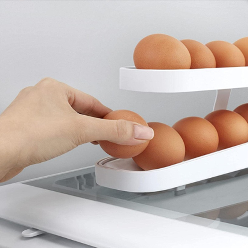 Hjemix | Automatisk Rullende Egg Holder Oppbevaringsboks