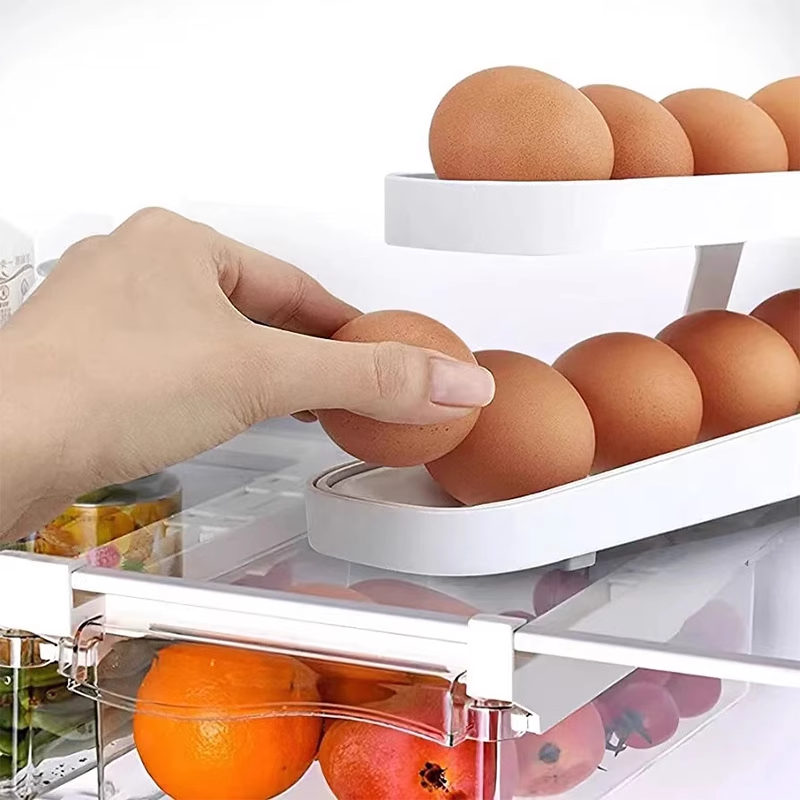 Hjemix | Automatisk Rullende Egg Holder Oppbevaringsboks