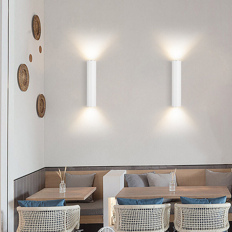 Hjemix | Enkel Aluminium Sylinderformet 2-Lykt Vegglampe