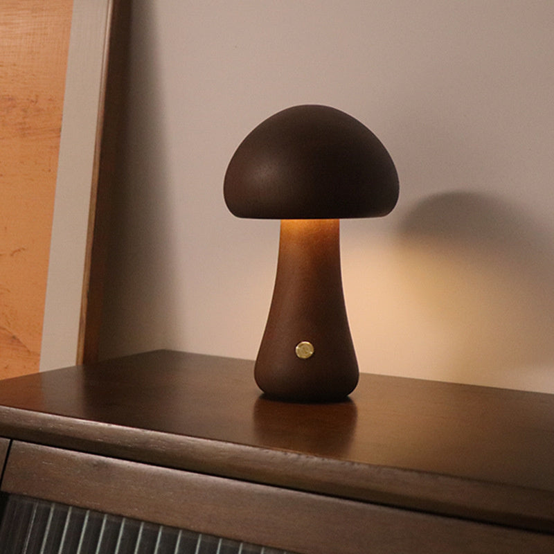 Hjemix | Bordlampe i soppstil av tre i vintage-stil
