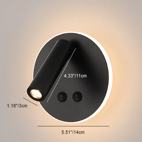 Hjemix | Moderne Minimalistisk Rektangulær Rund Jern Aluminium LED Vegglampe For Soverom