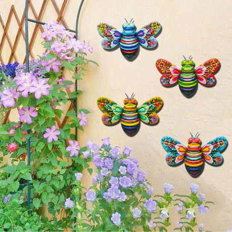 Hjemix | Iron Bee Art Sculpture Hengende Veggdekorasjoner for Hage