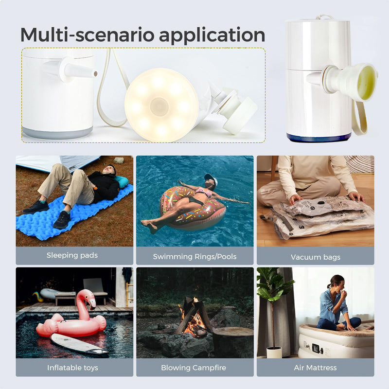 Hjemix | Bærbar Luftkompressor + Campinglys