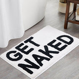Hjemix | Feblilac Get Naked White Floor Bathroom Mat, 50x80cm Bathroom Rug, Plush Water-Absorbent, Non-Slip Toilet Mat, Artificial Bathroom Mats, Best Bath Rugs