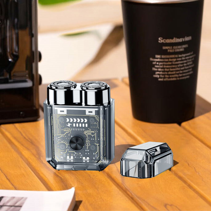 Hjemix | Gjennomsiktig Mini Dobbelt-Hodet Elektrisk Barbermaskin