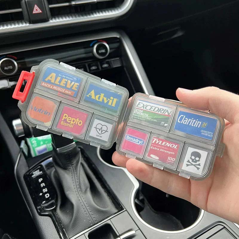 Hjemix | Reise Pille Organisator Boks (161 Etiketter for Tilpasning)