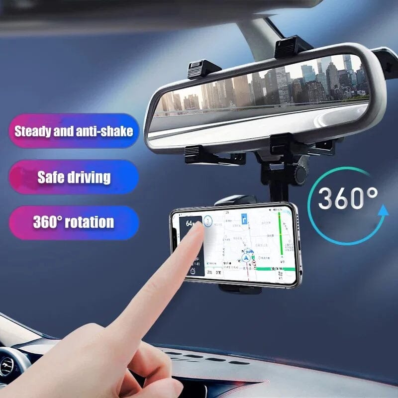 Hjemix | Multifunksjonell 360 Rotérbar Bil Bakspeil Telefonholder