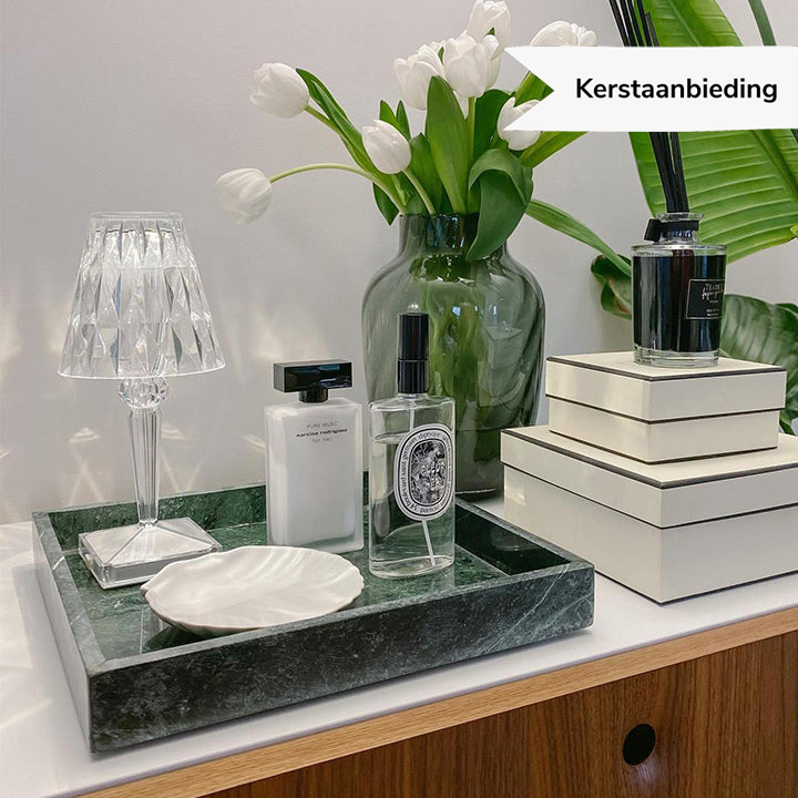 Hjemix | LuxeCrystal Premium LED Bordlampe | Trådløs | Dimmbar Krystallbelysning | Stemningslys & Dekorasjon